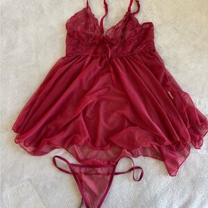 Chic Burgundy Lace Chemise Set